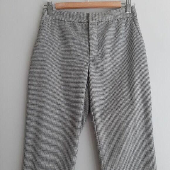 ZARA | Houndstooth Slim Leg Ankle Crop Trousers B&W Houndstooth Sz 4 - Picture 3 of 13